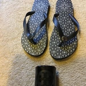 Size 7 Tory Burch flip flops and cuff bracelet
